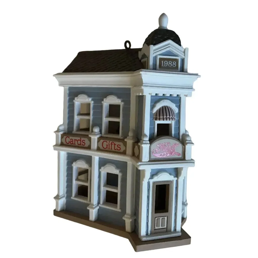 Hallmark Ornament HALL BROS CARD SHOP 5th In Series 1988 Nostalgic Houses Boxed